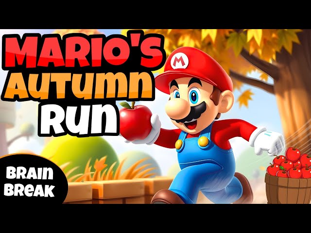 🍎 Mario's Autumn Run 🍎 | Fitness Run | Brain Break | Mini-Games | GoNoodle Inspired