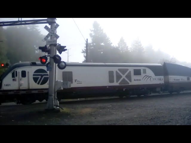 Amtrak talgo train going northbound thru Castle rock Washington on 10-2-2019