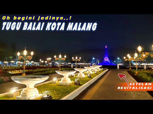 Malang City Hall Monument After Revitalization at Night is already busy