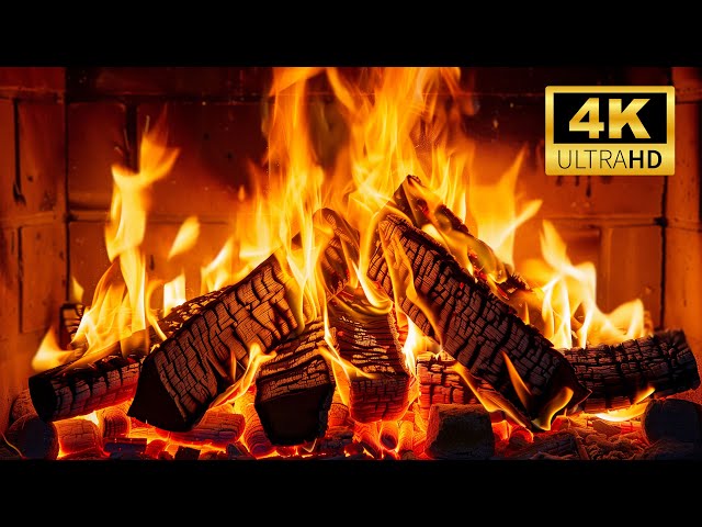 24/7 Cozy Fireplace Retreat🔥Relaxing Ambience in 4K with Crackling Fire Sounds