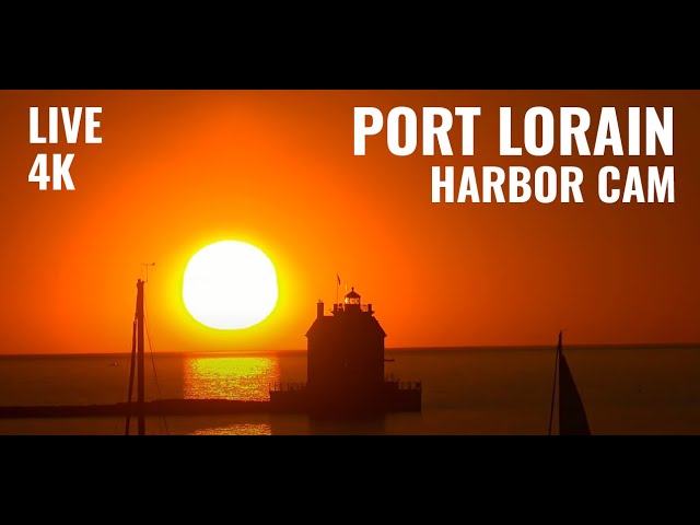 LIVE 4K W/AUDIO | Lake Erie Cam at Port Lorain | Lighthouse, Freighters, Sunsets, Waves, and More