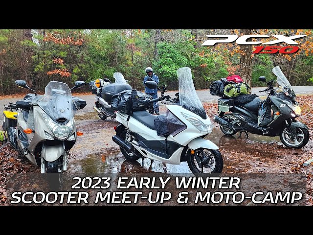 Honda PCX150 // Scooter Camping in the Rain // 2023 Early Winter Meet-up