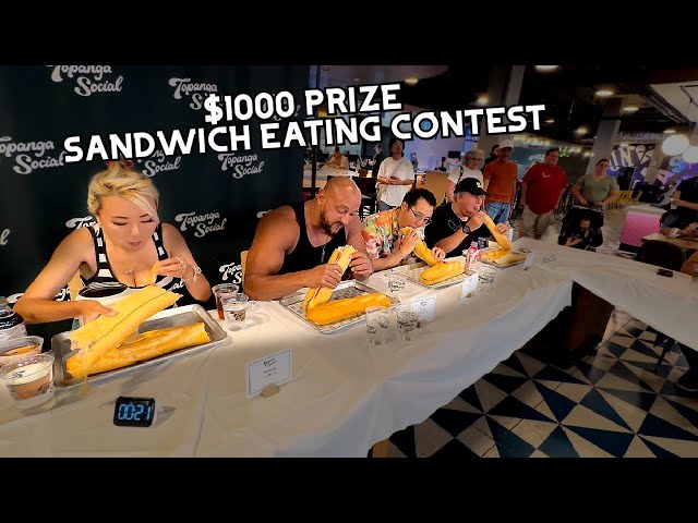 $1000 PRIZE SANDWICH EATING CONTEST at Topanga Social in Los Angeles, CA!!! #RainaisCrazy