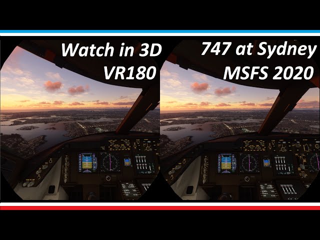 3D VR180 in MSFS2020 - 747 Landing at Sydney, AU