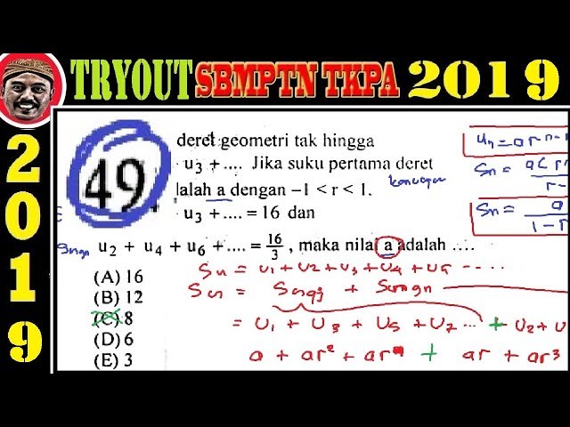 tryout SBMPTN 2019 TKPA , matematika dasar, 49, deret geometri