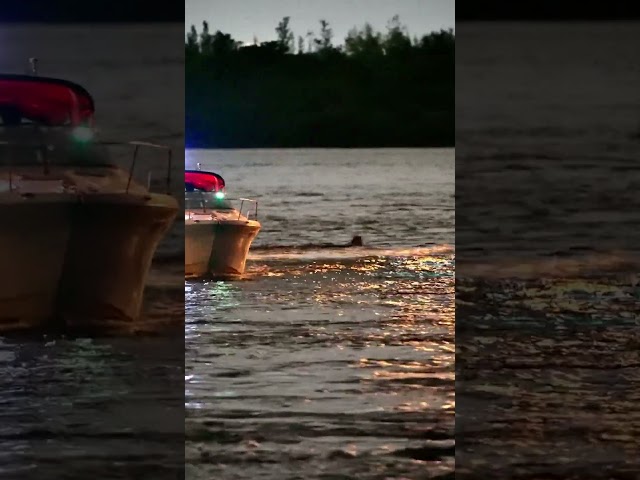 Look what happens in the water on the side of the boat  Under the Haulover Inlet bridge