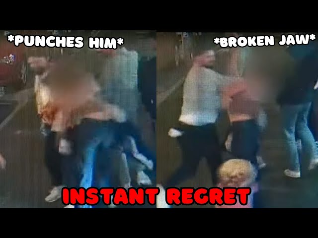 Woman PUNCHES Man Twice Her Size Then INSTANTLY REGRETS It