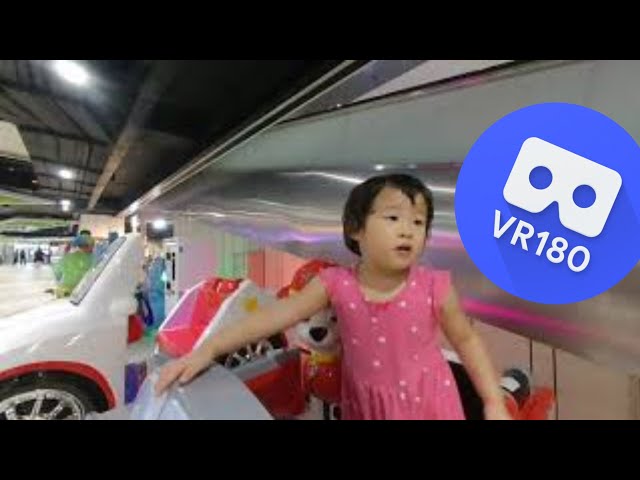 [VR180 VR 3D] Toddler Riley on Paw Patrol Marshall Kiddie Ride | Virtual Reality Oculus