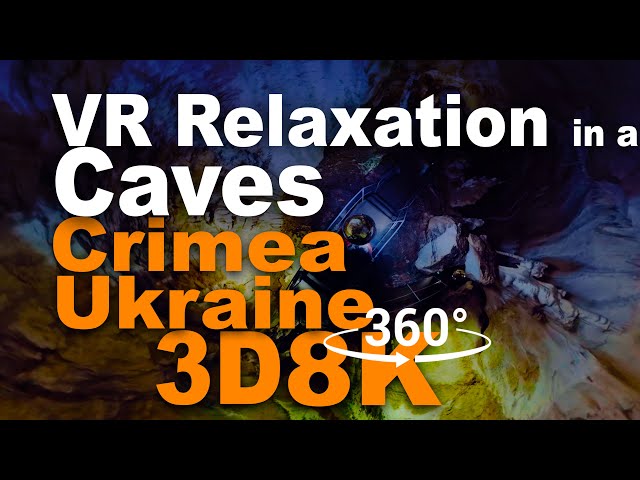 VR Relax in Caves. 8k 3d Crimea Marble, Ancient Cave near the Black Sea. Ukraine. Russia