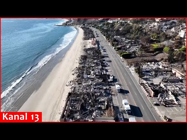 Drone footage shows devastation from Palisades fire on beachfront homes in Malibu