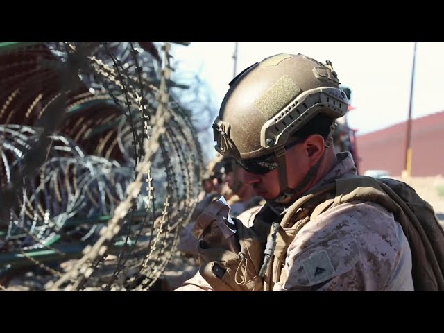 Marines Deploy Razor Wire Barrier on Southern Border Wall