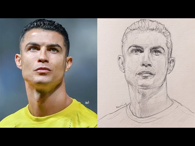 How to draw Cristiano Ronaldo Step by step using Loomis Method