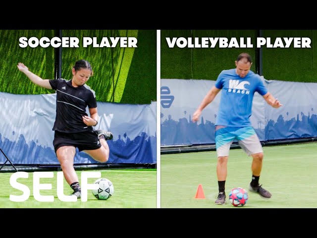 Beach Volleyball Players Try To Keep Up With Soccer Players | SELF