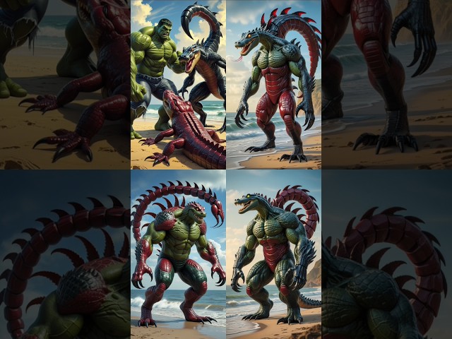 Ai creation: incredible fusion of Hulk,crocodile and Scorpio hybrid #ai #marvel #trending