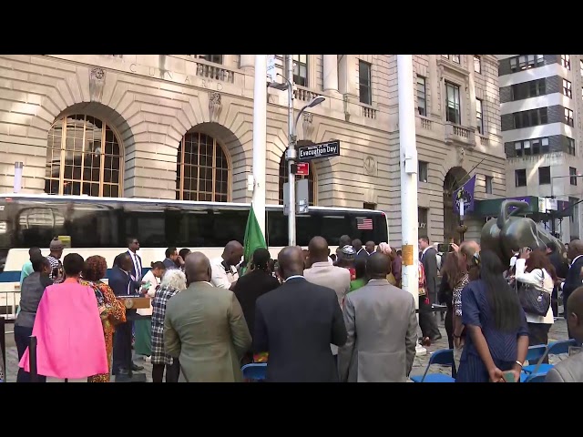 Mayor Eric Adams Delivers Remarks and Raises African Union Flag