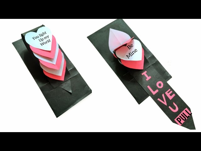 DIY Pull Me Waterfall Card | Pop Up Card Making Pop Up Heart greeting card | Velantines Day Card