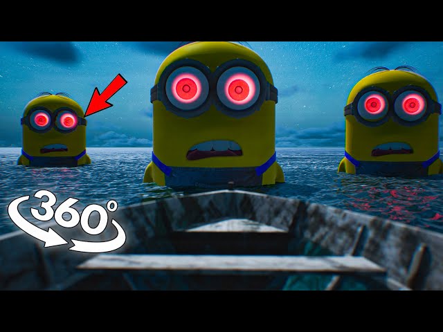 VR 360° YOU got caught by 3 GIANT Minions in the open sea!