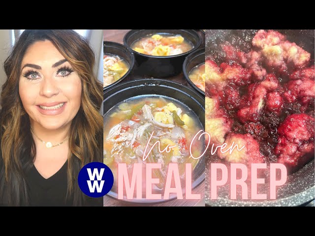 WEEKLY MEAL PREP (with NO oven!) FOR WEIGHT LOSS | CREPES | CHICKEN TORTELLINI SOUP | BERRY COBBLER!