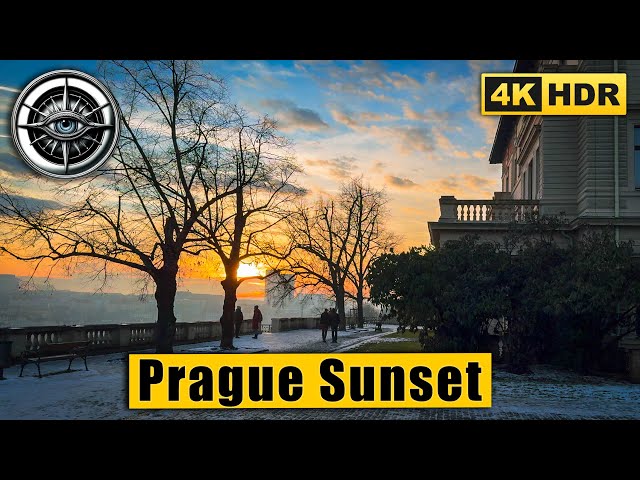 An unexpected Sunset in Prague, Walking Tour of Vinohrady 🇨🇿 Czech Republic 4k HDR ASMR