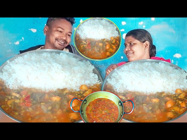 eating show | village famous food cooking eating | mukbang village food rice vegetables eating