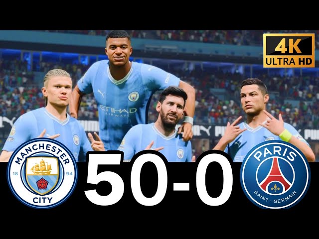 FC 24- MESSI RONALDO NEYMAR & MBAPPE | ALL STARS | MANCHESTER CITY 50-0 PSG #fc25