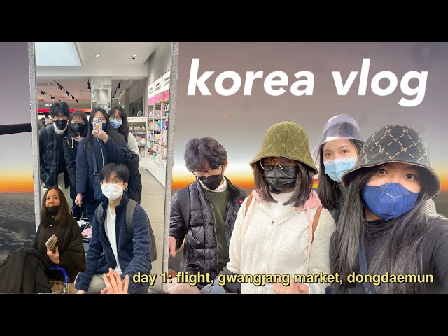 korea vlog 🇰🇷 | day 1: commuting, gwangjang market, dongdaemun 🛬🌅