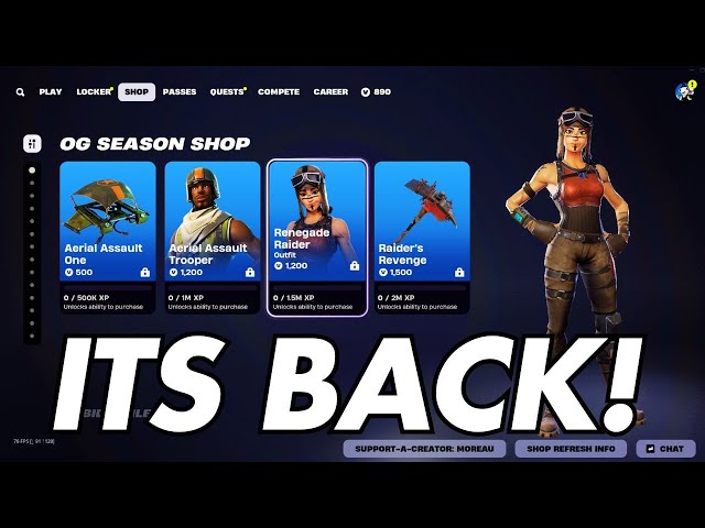 RENEGADE RAIDER & more RETURN to the ITEM SHOP!