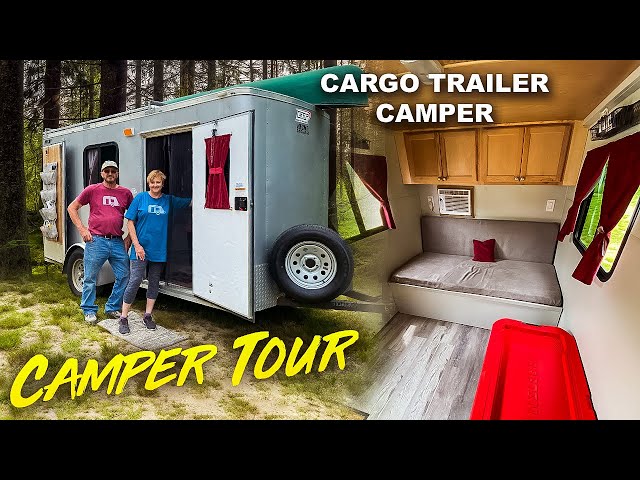 LOW COST - Cargo Trailer Camper DIY Conversion TOUR