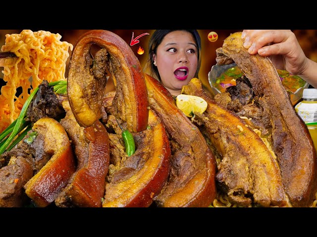 PORK RECIPE + MUKBANG || GIANT 3KG MASSIVE PORK MUKBANG 🔥 cooking and eating massive pork