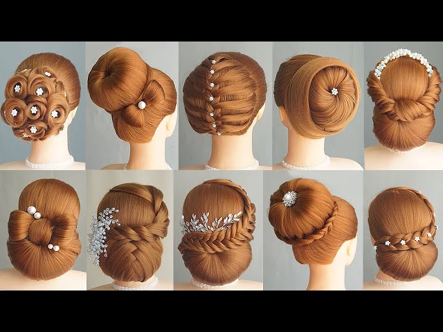 10 Simple And Easy Hairstyle With 1 Donut | Hair Bun Styles For Wedding & Party