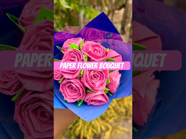 Paper flower bouquet💐🌹/diy rose bouquet/ valentine's day craft #shorts #youtubeshorts #diy #craft