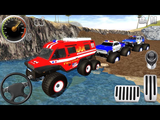 Motor Dirt Police Car, Fire Truck Extreme Off-Road Driving #1 - Offroad Outlaws Android IOS gameplay