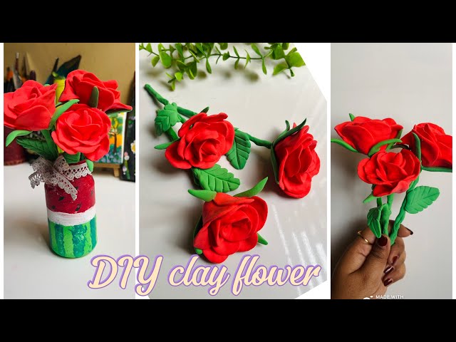 How To Make Rose Flower With Clay // Red Rose 🥀// Easy Tutorial Step by Step