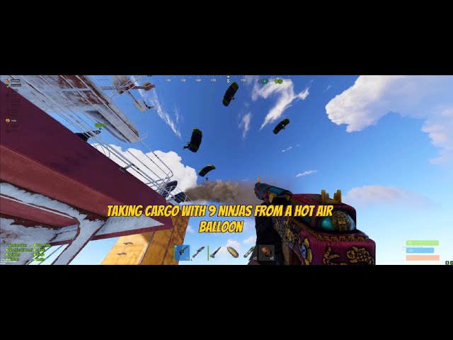 Taking Cargo with 9 Ninjas from a Hot Air Balloon