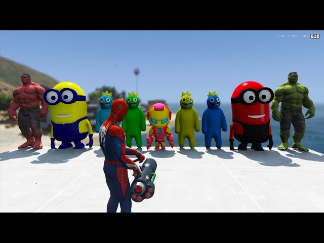 GTA 5 Epic Ragdolls RED SPIDERMAN VS RED MINION VS GREEN MINIONEuphoria Physics & Funny Fails 16