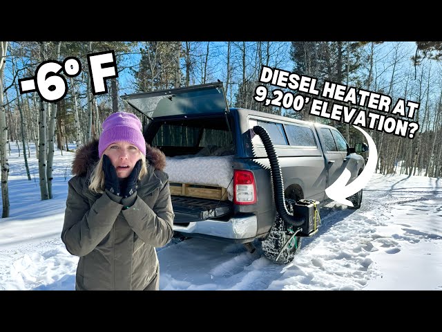 -6°F Snow Camping in a Truck Shell at 9,200’ Elevation - Will Our Diesel Heater Keep Us Warm?