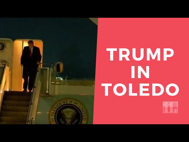 President Donald Trump's arrival at Toledo Express Airport