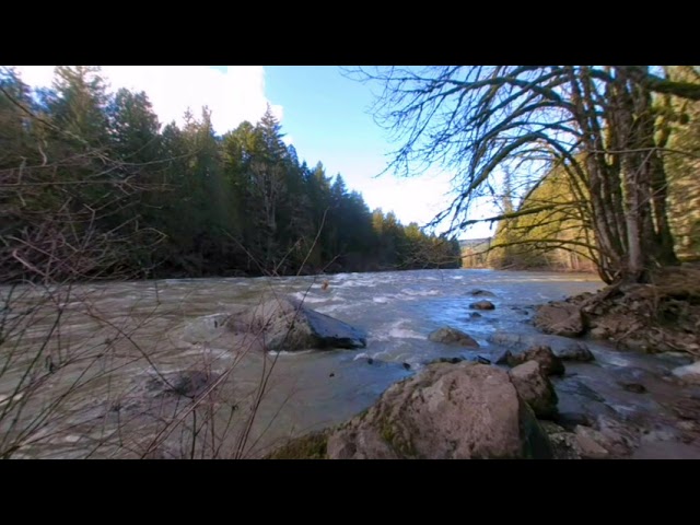 VR180 Relaxing at the Snoqualmie River - Binaural 3D Audio