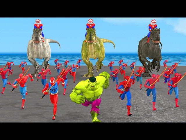 Siêu nhân nhện🔴Spider Man Rescue 5 Hulk Superheroes From the bad guys Avengers Venom vs Dinosaur