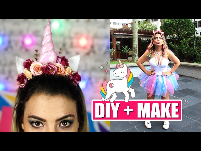 DIY FANTASIA E MAKE UNICÓRNIO #Carnaval | Kathy Castricini