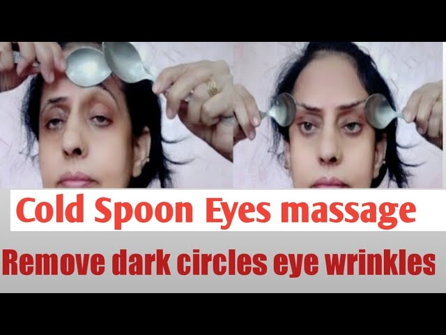 How to remove eye wrinkles with ice cubes and cold spoon massage! self face massage with spoon !Rek