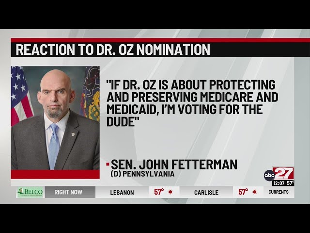 Pa. politicians react to Dr. Oz nomination