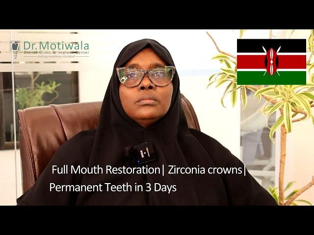 Habiba from  Kenya get Smile-makeover and full mouth restoration | Permanent Teeth in 3 Days |