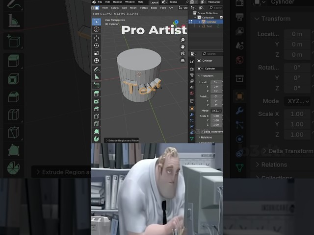 Noob 😩 vs Professional ☠️ Blender Artist 🥵 #blendertutorial #blendercommunity #3d  #3danimation