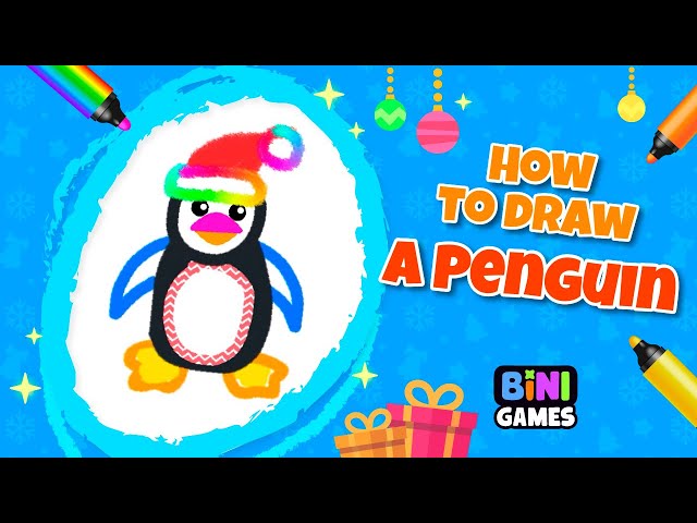 Christmas | How to draw a penguin