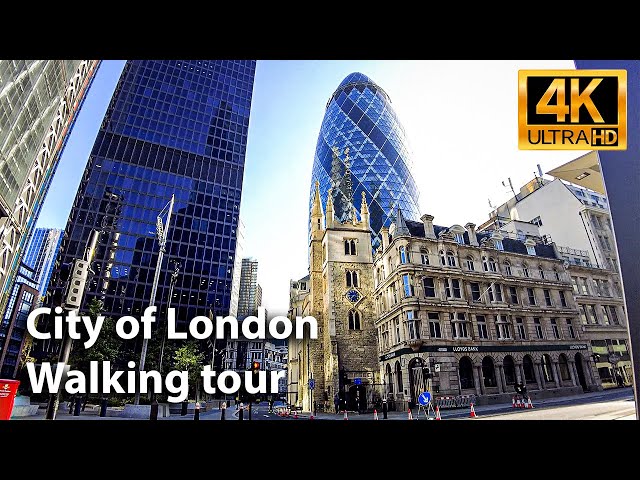 City of London Walk | Financial District | Skyscrapers | 4K UHD 3D 360° binaural audio 🎧