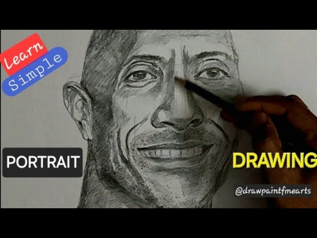 EASY Learn PORTRAIT Drawing |  Dwayne Johnson