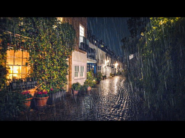 A Rainy London Night Walk in South Kensington - Beautiful Mews & City Lights