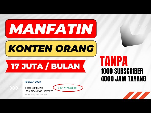 17JUTA/BULAN - TANPA 1000 SUBSCRIBER & 10 JUTA VIEWS - Cara Menghasilkan Uang Dari Internet