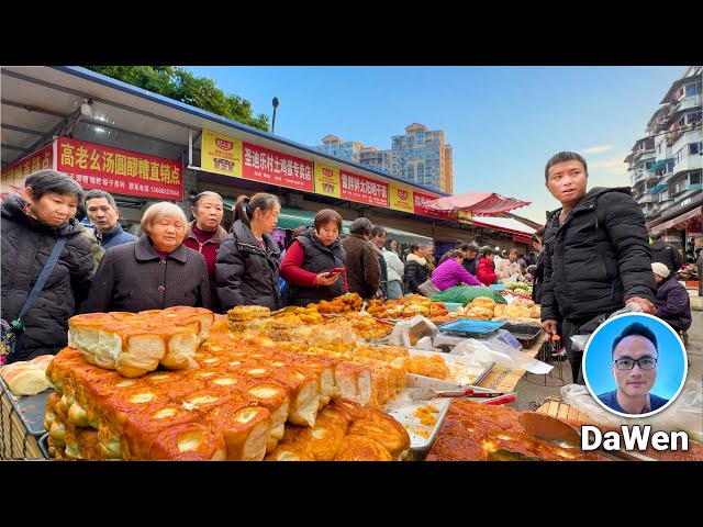 Classic Morning Market in Suburban Chengdu China: Aromatic Cured Meats, Fresh Snacks, Vibrant Scenes